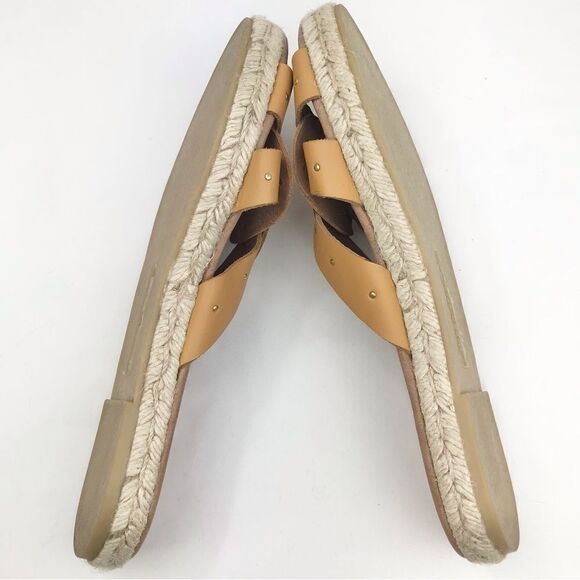 Picon Golden Brown Leather Strappy Espadrille Slide Sandals - Picture 6 of 13